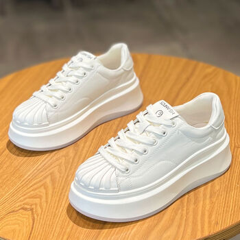 奥西颖增高小白鞋女百搭2023新款小个子显高成熟老爹鞋贝壳头休闲鞋