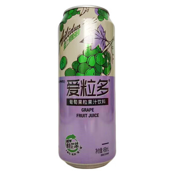 酷发爱粒多葡萄果粒饮料百香果黄桃果粒果肉饮料490ml每罐依仑爱粒多