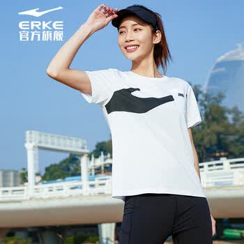 鸿星尔克女圆领针织衫女子t恤健身舒适短袖52222291056正白m