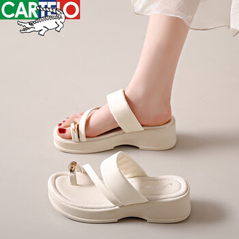 卡帝乐鳄鱼(cartelo)网红套趾夹脚拖鞋女外穿2024新款夏季仙女风人字