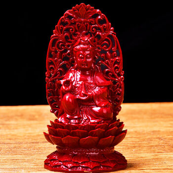天然朱砂南海观音菩萨佛像紫金砂家用供奉佛摆件 子观世音 朱砂观世音