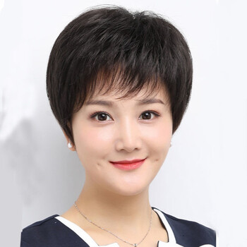 妈妈假发套女全头逼真透气假头发中老年假发女短发真人真发jilin自然