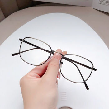 金属方框眼镜日系原宿文艺复古港风金丝边眼镜框架男女潮人配度数枪灰
