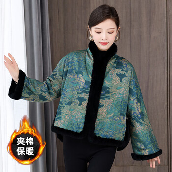 中式唐装女款年轻版加厚棉衣中国风女装复古旗袍棉袄外套冬季香云纱夹