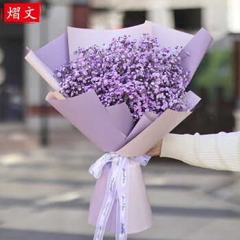 b03紫色满天星花束(裸粉纸)含灯