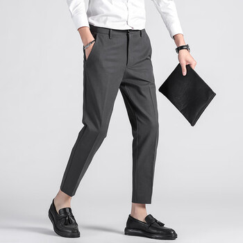 西装裤男韩版潮流坠感小西裤男士修身九分休闲裤子男潮606深灰色38