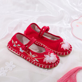 燕珺绣花鞋女童女童布鞋手工千层底老北京布鞋儿童绣花鞋2022女童汉服