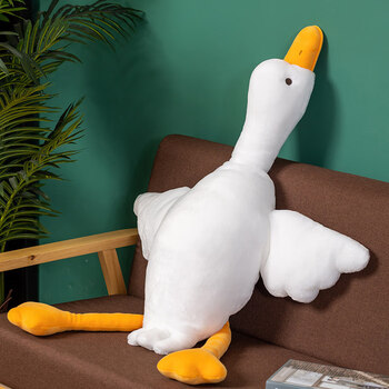 抖音网红拉耳朵大白鹅公仔抱枕创意毛绒玩具呆萌小鸭子安抚玩偶变形鸭