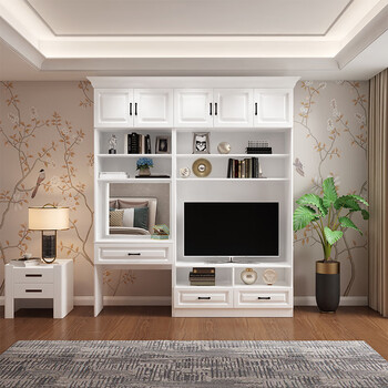 欧木凯电视柜衣柜带梳妆台一体房间卧室组合墙定制简约现代多功能储物