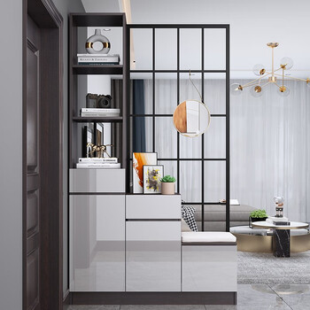 灵雀玄关柜鞋柜一体屏风隔断柜客厅入户进门遮挡换鞋凳简约现代轻奢