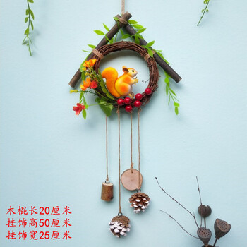 干树枝墙面挂件装饰创意简约木棍diy幼儿园吊饰家居空中手工挂饰 黄