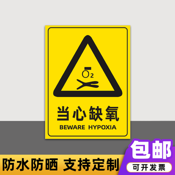 标识牌喷漆作业安全风险点告知牌操作规程管理制度牌 当心缺氧(pvc板)