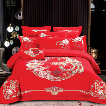 红豆家纺四件套 红豆红婚庆四件套结婚床上用品新婚喜被全棉纯棉大