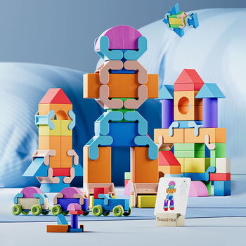 积木大颗粒女男孩136岁智力动脑木头拼装宝宝玩具100粒百变积木新品