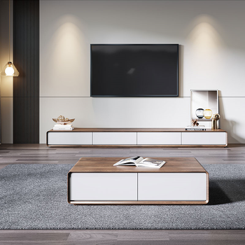 沃米丁堡 茶几电视柜组合现代简约岩板电视柜家用北欧大小户型电视