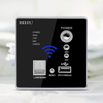 插座开关带usb无线路由器开关智能插座wifi开关插座面板bh150m黑面板