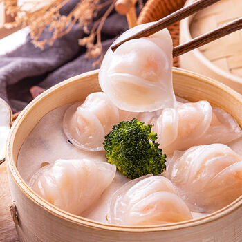 广式水晶虾饺皇港式早茶点心虾仁速冻饺子广东商用水饺蒸饺虾滑水晶