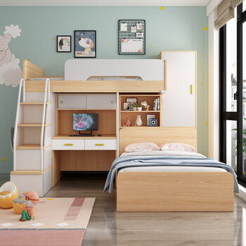 交错子母床高低床儿童床上下床双层床多功能上下交错书桌床小户型上床