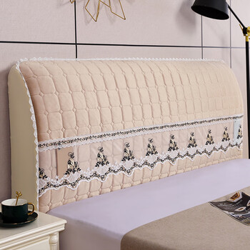 8米 床头罩床靠背保护套 单面绒加厚【花边带兜】浅咖色 床头宽2米