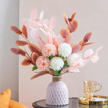 仿真花绣球假花套装尤加利桉树叶轻奢地中海简美桌面软装茶几餐桌电视