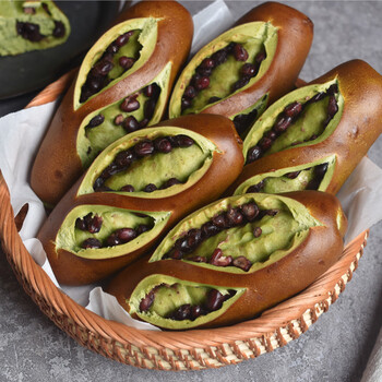 shxi麦可兰 抹茶红豆碱水面包欧包 健康早餐代餐零食 抹茶红豆碱水棒