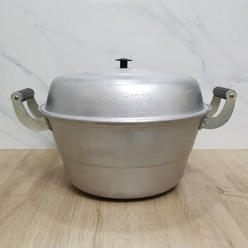 加厚老式家用铸铝蒸锅32cm36cm双篦吕锅生铝汤锅吕锅蒸馒头包子锅36