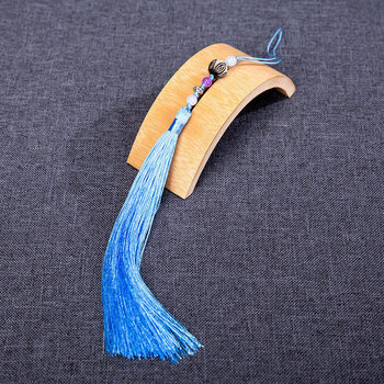 中国风菩提根流苏古子挂饰折扇团扇扇穗剑穗汉服吊坠汽车挂件天蓝色