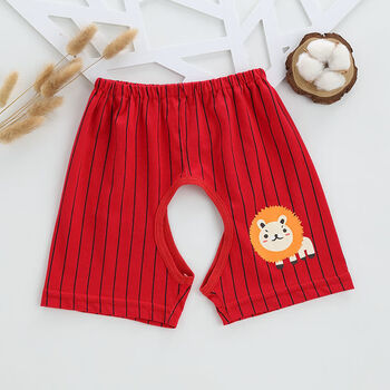 两用档棉卡通透气清爽透气狮子红色棉短裤开档73码身高69以下1216斤