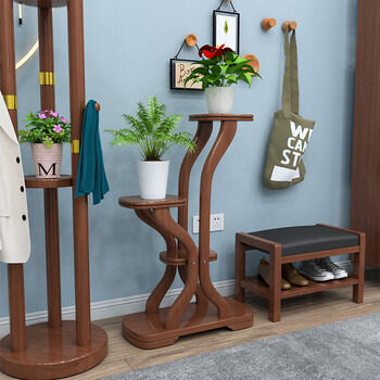 柏赢居花架子室内客厅落地式置物架摆件饰品花盆架实木新中式绿萝植物