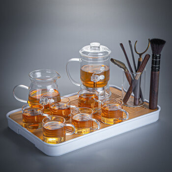 京选优品玻璃自动茶具套装家用客厅冲泡茶器玻璃自动茶具套装家用茶壶