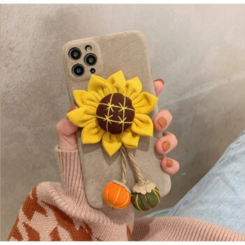 ins毛绒手机壳可爱ins向日葵苹果13手机壳苹果11毛呢iphone12冬天款