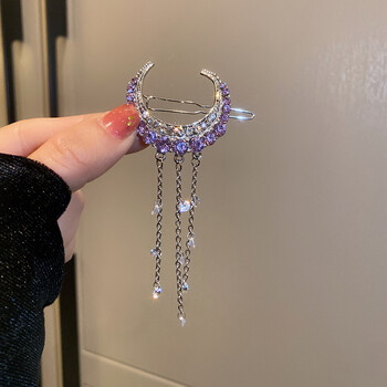 古耐 月亮流苏发夹女发卡冷淡风固定头发一字夹头饰日韩版学生简约