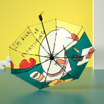 C'mon厌倦一切黑胶五折伞 超轻伞太阳伞女紫外线防晒遮阳伞口袋伞便携