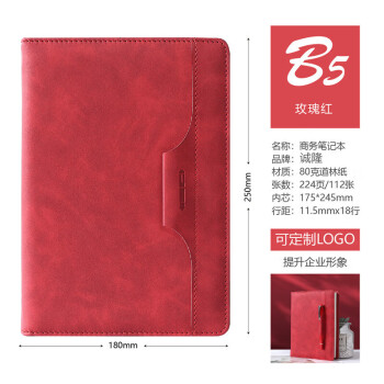 诚隆CL-6325 笔记本A5 商务笔记本 办公笔记本 （可定制  五十本起订） 深红色 五本装