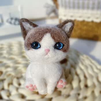 羊毛毡戳戳乐diy材料包手工制作送女友q版猫咪玩偶小猫挂件车饰情侣