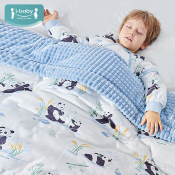 ibaby豆豆被儿童被子秋冬款加厚豆豆毯幼儿园单人被芯棉被 新款-钻石格不倒绒-熊猫家园 150*200cm