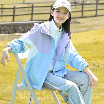 大唐喜乐牛初中学生秋装外套少女潮流冲锋衣春秋季高中女生宽松连帽