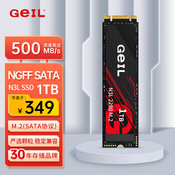 GeIL金邦 1TB SSD固态硬盘 M.2 SATA协议 2280 NGFF 台式机笔记本 高速500MB/S N3L系列