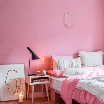 乐活现代简约长纤无纺布纯色素色脏粉色墙纸ins风温馨北欧风格客厅