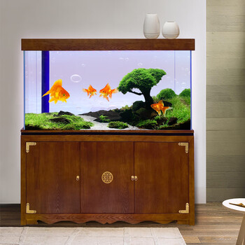 鱼缸底柜新款超白实木鱼缸客厅落地底柜过滤免换水生态龙鱼缸水族箱