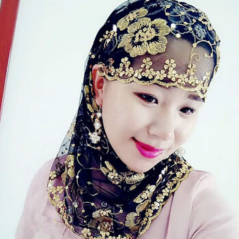 lucaly回族女人的套头纱巾穆斯时尚纱巾回族盖头方便款头巾新款盖头