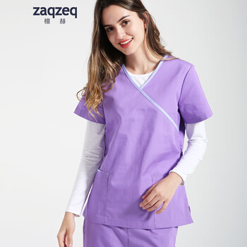 服女口腔医生工作服短袖洗手衣透气刷手服分体套装手术室洗手服 紫色