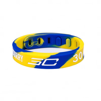 篮球手环运动球星双色带扣硅胶可调节硅胶手腕带球迷用品 库里-迷彩蓝