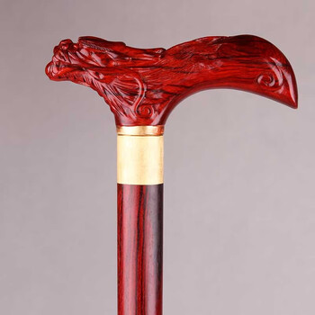 轩野龙头老人拐杖印度小叶紫檀木防滑老年人手杖红木实木木制木头龙头