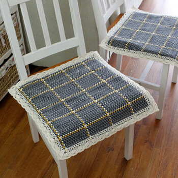 夏季薄款餐椅坐垫棉线编织椅子垫子办公室电脑座椅垫棉麻布艺定制