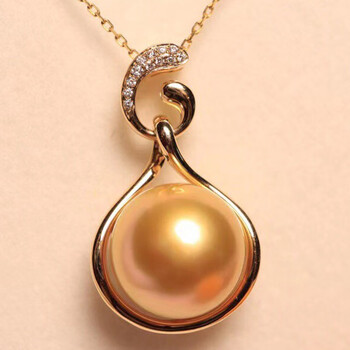 pearlboat 南洋金珍珠吊坠 海水珍珠项链18k金镶钻石轻奢锁骨链送女友