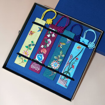 教师节礼物蜀绣创意古风手工刺绣书签成品礼盒中国风毕业礼物成都文创