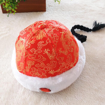 宝宝抓周帽子2022春秋中国风儿童帽子婴儿周岁红帽子少爷皇帝帽 红色