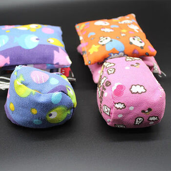 小学生手抓迷你小沙包手工玩具帆布带绳沙包250g圆形沙包5个沙粒填充