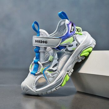 安踏儿童凉鞋男童包头夏款2023年新款中大童防滑软底运动沙滩鞋 灰宝